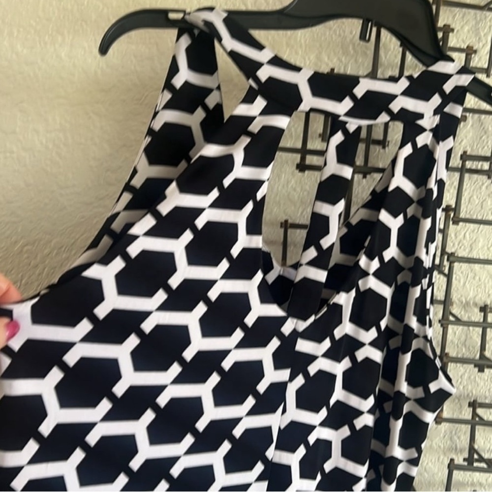 Worthington Black & White Geometric Sleeveless Dress Size L - Picture 6 of 7